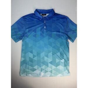 Yatta Golf Polo Mens XL Geometric Loud Print Performance Stretch Short Sleeve
